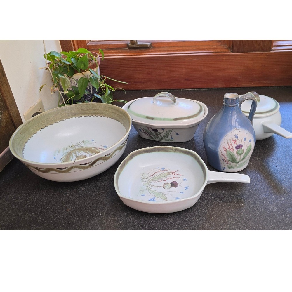 Buchan Portobello Scotland Thistle Stoneware 4pc Casserole Bowl Saucepan pitcher